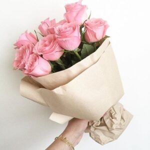 Букет из розовых роз  (9шт х50см)