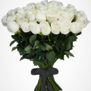 Ритуальный букет из белых роз (40 шт х60см)