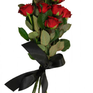 Ритуальный букет из красных роз (10 шт х60см)